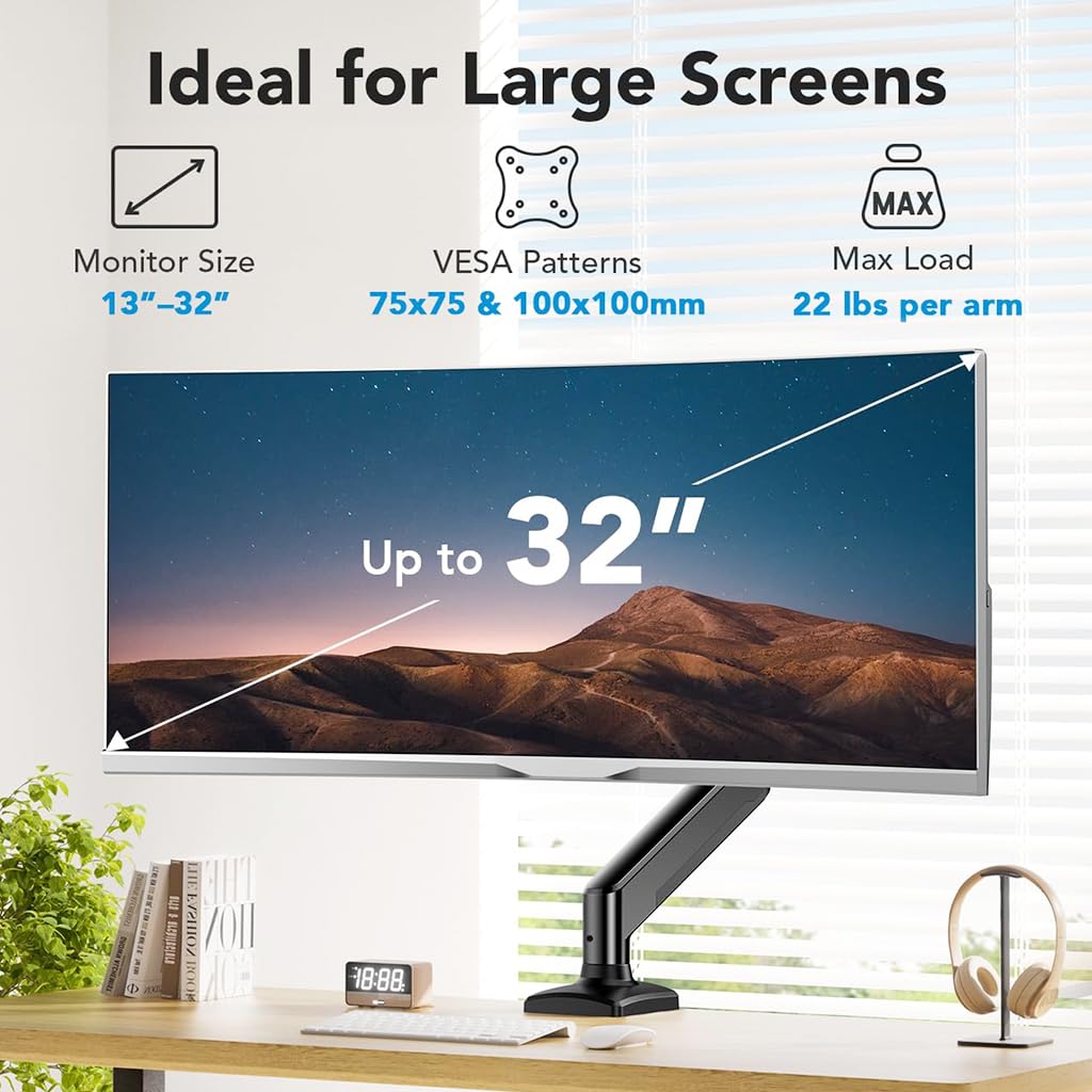 Verilux Desk Monitor Mount Aluminum Alloy Monitor Arm Desk Mount with Flexible Arm 360° Rotatable Monitor Screen Mount Screw-Mount Single Monitor Mount for 1332 Screens up to 22 lbs Verilux Desk Monitor Mount Aluminum Alloy Monitor Arm Desk Mount with Flexible Arm 360° Rotatable Monitor Screen Mount Screw-Mount Single Monitor Mount for 1332 Screens up to 22 lbs